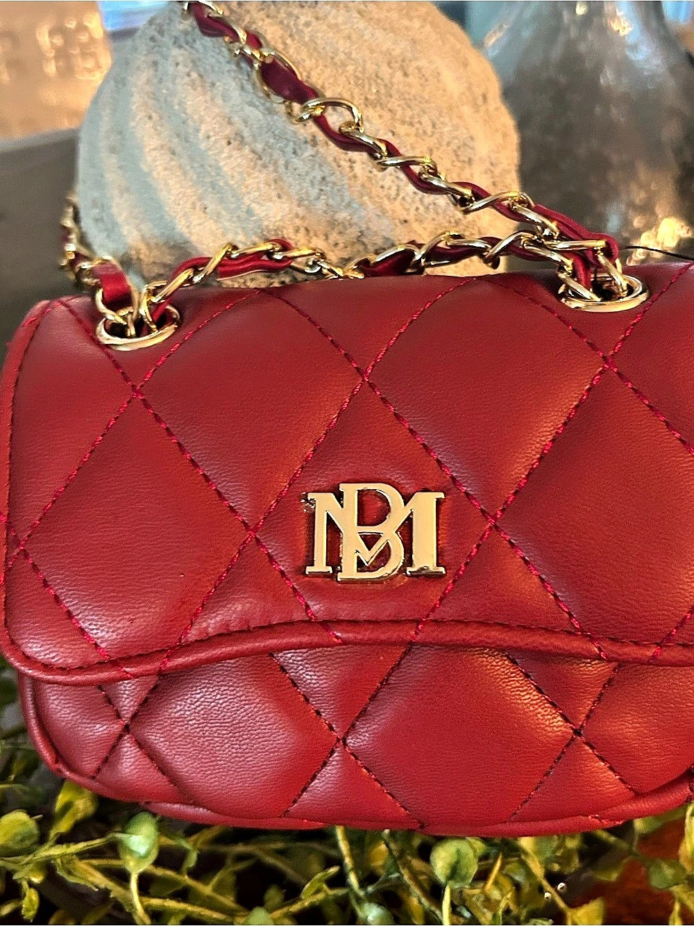Badgley Mischka Mini Purse Quilted Shoulder Bag in Red NWT - Picture 2 of 6